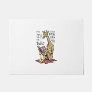 Funny Book Lover Giraffe Long Form Tall Tales Read Doormat