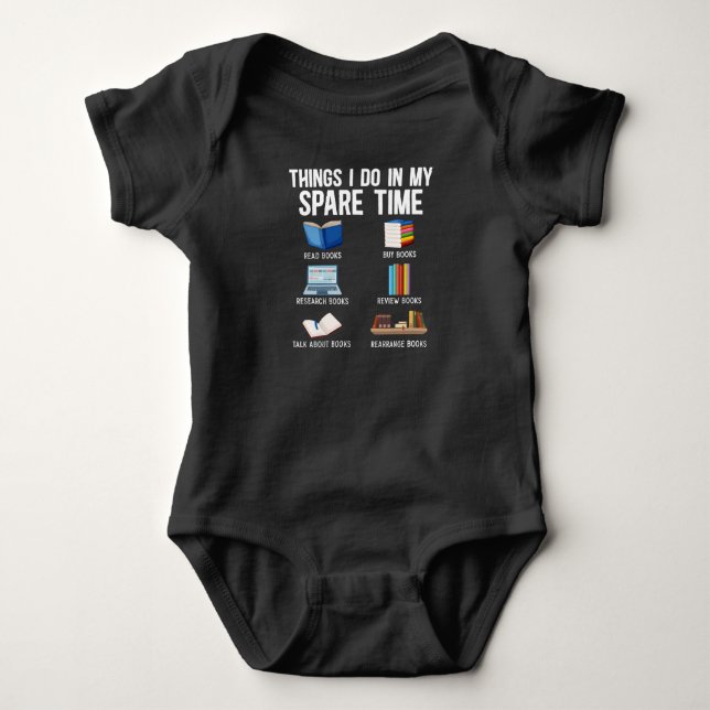 Funny Book Lover Humour Bookworm Reader Baby Bodysuit (Front)