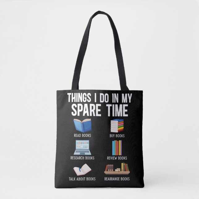 Funny Book Lover Humour Bookworm Reader Tote Bag (Front)