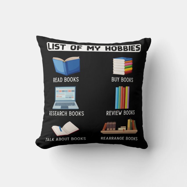 Funny Book Lover Humour Bookworm Reading Throw Pillow (Front)