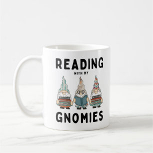 Funny Book Lover Reading With My Gnomies Coffee Mug