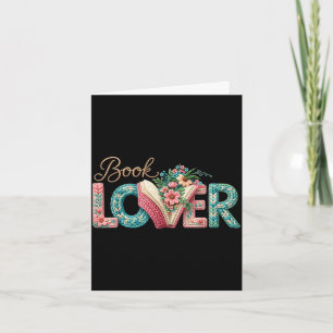 Funny book lover vintage bookworm floral reading card