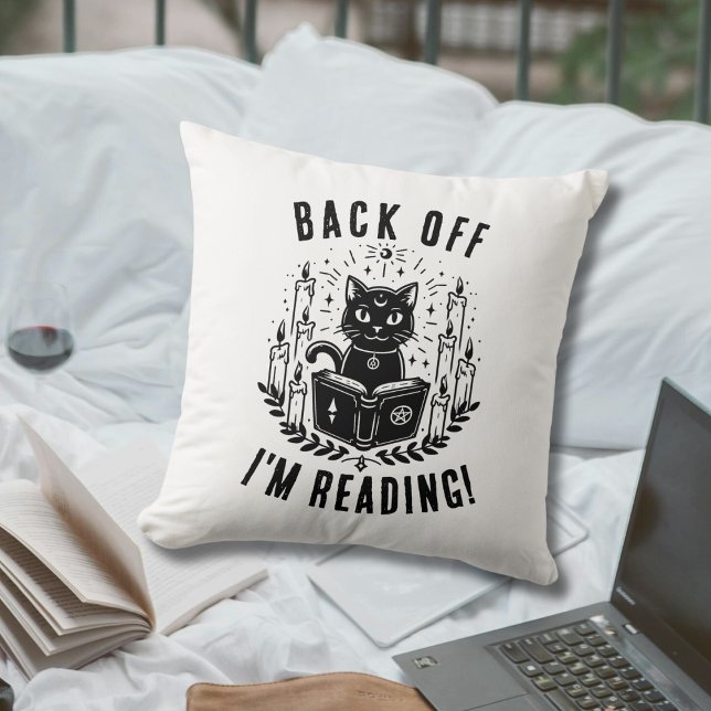 Funny Book Lovers Back Off I'm Reading Throw Pillow (Creator Uploaded)