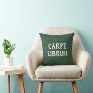 Funny Book Lover's Carpe Librum Saying Throw Pillow