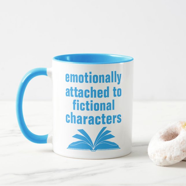  Funny Book Lovers Quote in Blue Modern Typography Mug (With Donut)