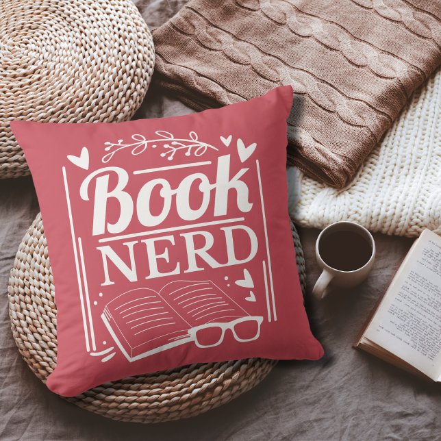 Funny Book Nerd Quote Pink Throw Pillow (Creator Uploaded)