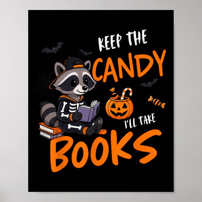 Funny Book Reader Halloween Reading Bookworm Racco Poster (Front)