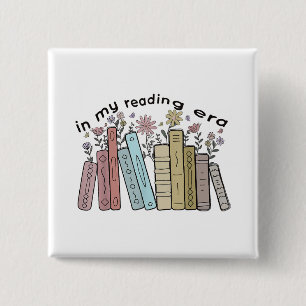 Funny Book Reader Quote In My Reading Era Groovy L 2 Inch Square Button