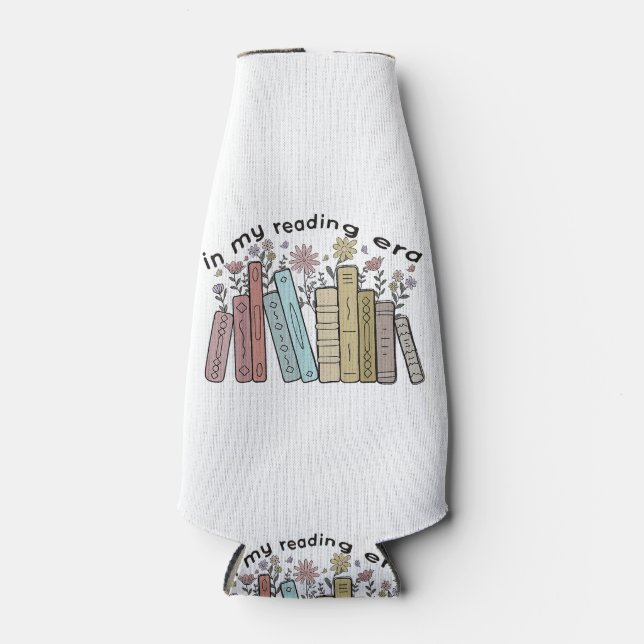 Funny Book Reader Quote In My Reading Era Groovy L Bottle Cooler (Front)