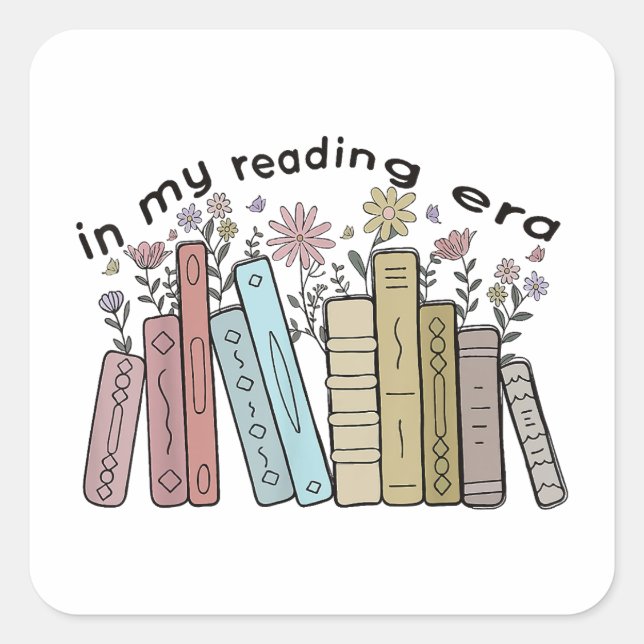 Funny Book Reader Quote In My Reading Era Groovy L Square Sticker (Front)