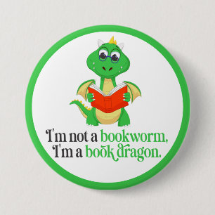 Funny Book Reading - Bookworm 3 Inch Round Button