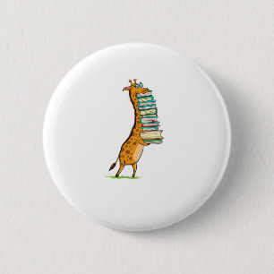 Funny Book Reading Giraffe I Love My Library   2 Inch Round Button