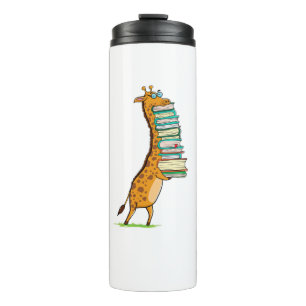 Funny Book Reading Giraffe I Love My Library   Thermal Tumbler