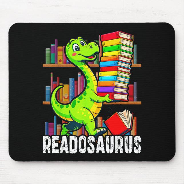 Funny book readosaurus dinosaur books library mouse pad (Front)