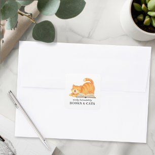 Funny Bookish Ginger Cat Funny Book Lover Saying Square Sticker