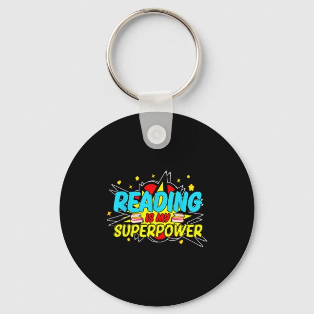 Funny Bookish Nerd Book Addict Design Women's Blac Keychain (Front)