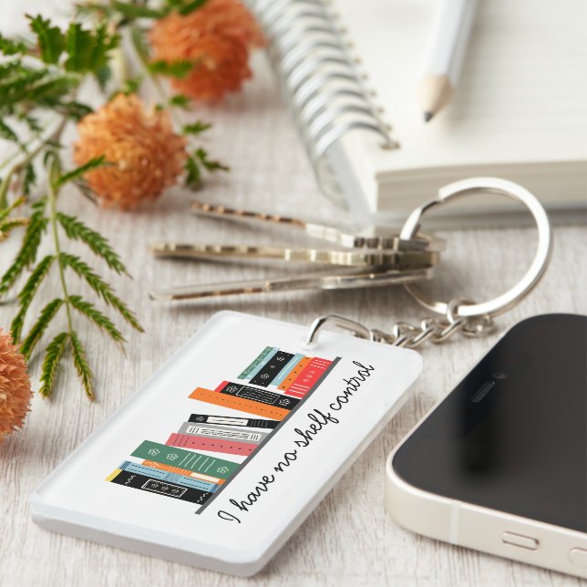 Funny Bookish No Shelf Control Keychain (Front Right)