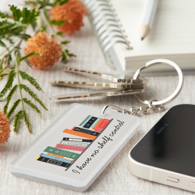 Funny Bookish No Shelf Control Keychain (Front Right)