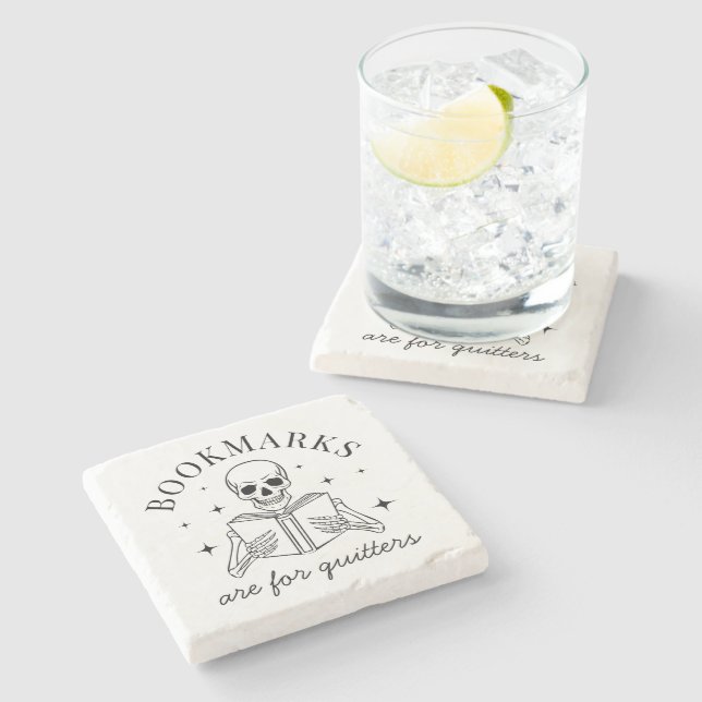 Funny Bookmarks Are For Quitters Book Lover Stone Coaster (Side)