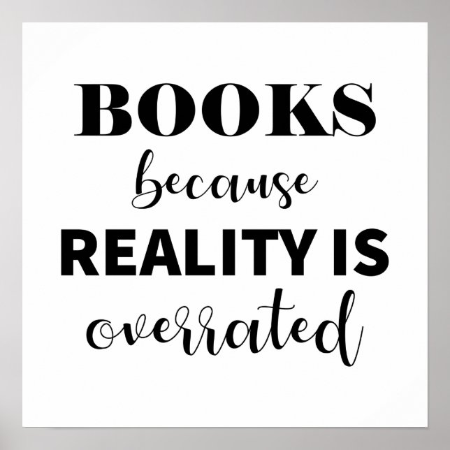 Funny Books Reading Book Lover Modern Typography Poster (Front)