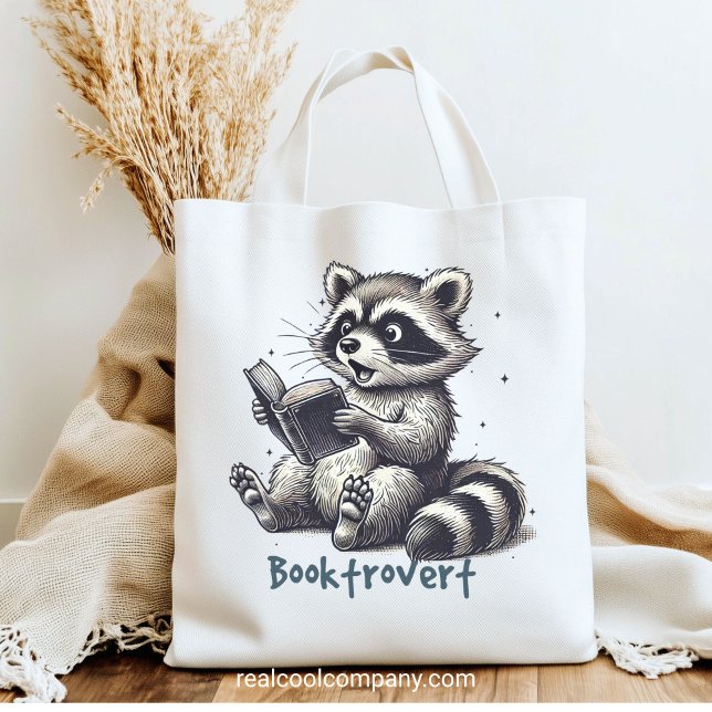 Funny Booktrovert Raccoon  Tote Bag (Creator Uploaded)