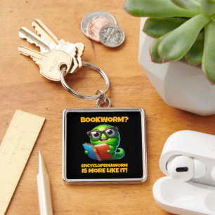 Funny Bookworm? Encyclopediaworm is More Like It! Keychain