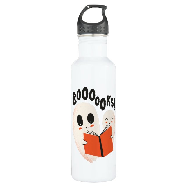 Funny Bookworm Ghost Halloween Costume Boooooks 710 Ml Water Bottle (Front)