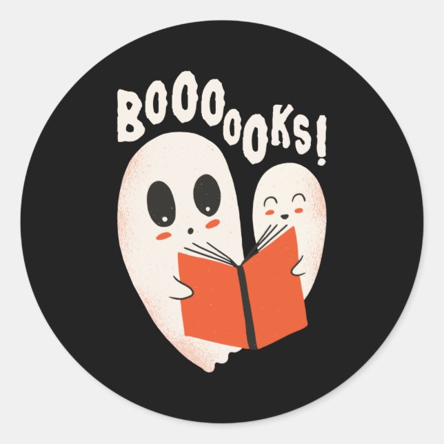 Funny Bookworm Ghost Halloween Costume Boooooks Classic Round Sticker (Front)