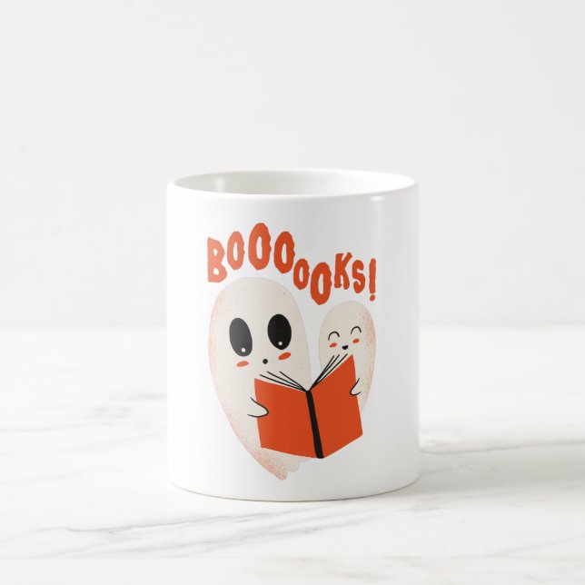 Funny Bookworm Ghost Halloween Costume Boooooks Coffee Mug (Center)