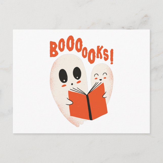 Funny Bookworm Ghost Halloween Costume Boooooks Postcard (Front)