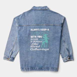 Funny Bookworm gifts Cute book lover clothing gift Denim Jacket
