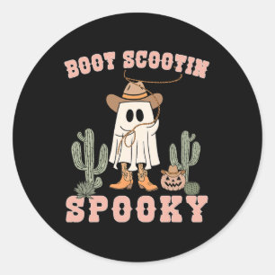 Funny Boot Scootin Spooky Cowboy Ghost Men Toddler Classic Round Sticker
