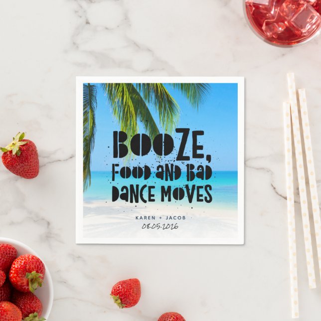 Funny Booze Bad Dance Moves Beach Wedding Napkin (Insitu)