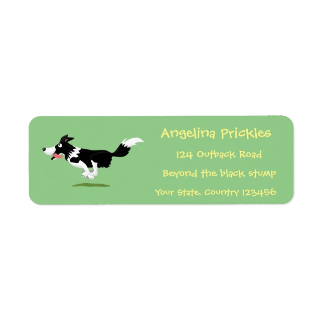 Funny Border Collie chien en course dessin animé (Devant)