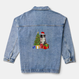 Funny Border Collie Christmas Tree Merry Christmas Denim Jacket