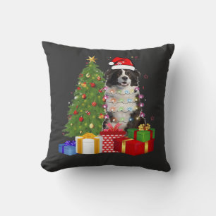 Funny Border Collie Christmas Tree Merry Christmas Throw Pillow