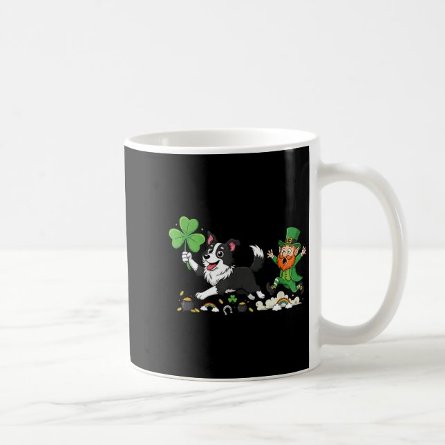 Funny Border Collie Clover St Patricks Day Womens Coffee Mug (Right)