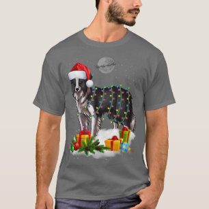 Funny Border Collie Dog Christmas Lights Santa Hat T-Shirt