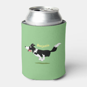 Funny Border Collie dog running cartoon  Can Cooler