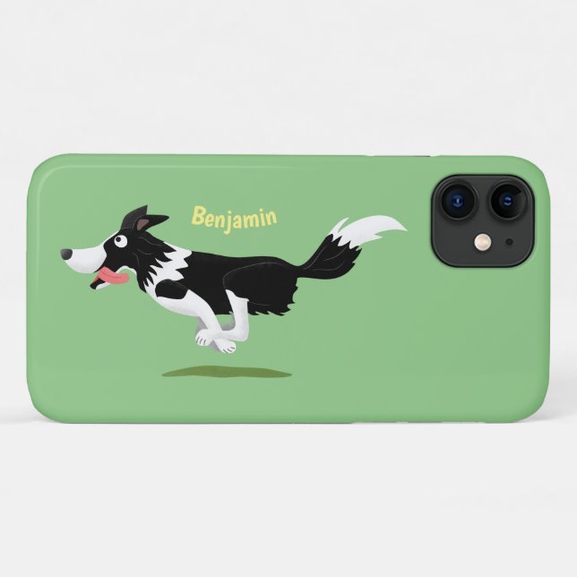 Funny Border Collie dog running cartoon  Case-Mate iPhone Case (Back (Horizontal))