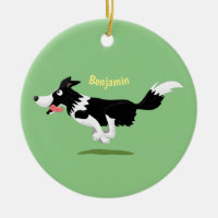Funny Border Collie dog running cartoon