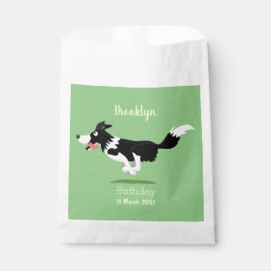 Funny Border Collie dog running cartoon Favour Bag