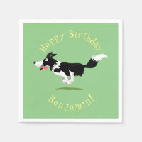 Funny Border Collie dog running cartoon