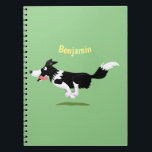 Funny Border Collie dog running cartoon  Notebook<br><div class="desc">This fun dog design features our running border collie drawn in happy cartoon illustration style for lovers of this cute canine companion.</div>