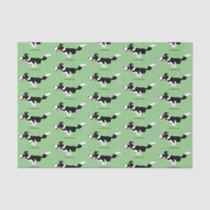 Funny Border Collie dog running cartoon Tissue Paper