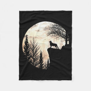 Funny Border Collie Dog Scary And Moon Halloween Fleece Blanket