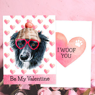 Funny Border Collie I Woof You Dog Valentine's Day Holiday Card