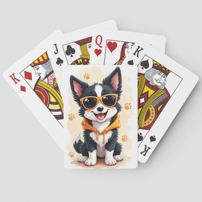 Funny Border Collie Kawaii Dog Playing Cards (Back)