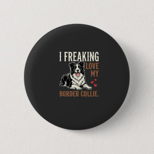Funny Border Collie Love Dog 2 Inch Round Button