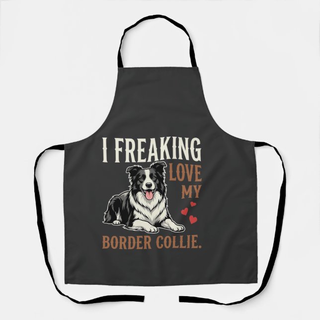 Funny Border Collie Love Dog Apron (Front)